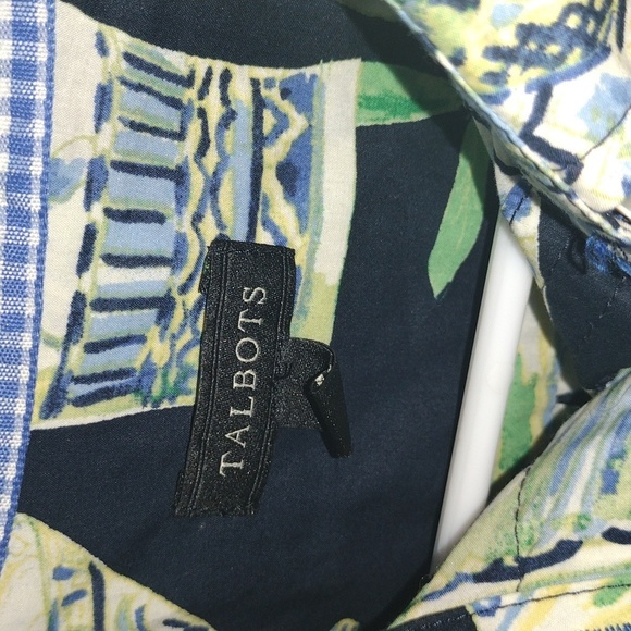 Talbots Classic Cotton Watercolor Vases Long Sleeve Button Down M - Picture 6 of 8